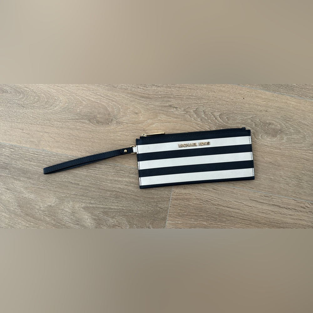Michael Kors Black and White Striped Wallet